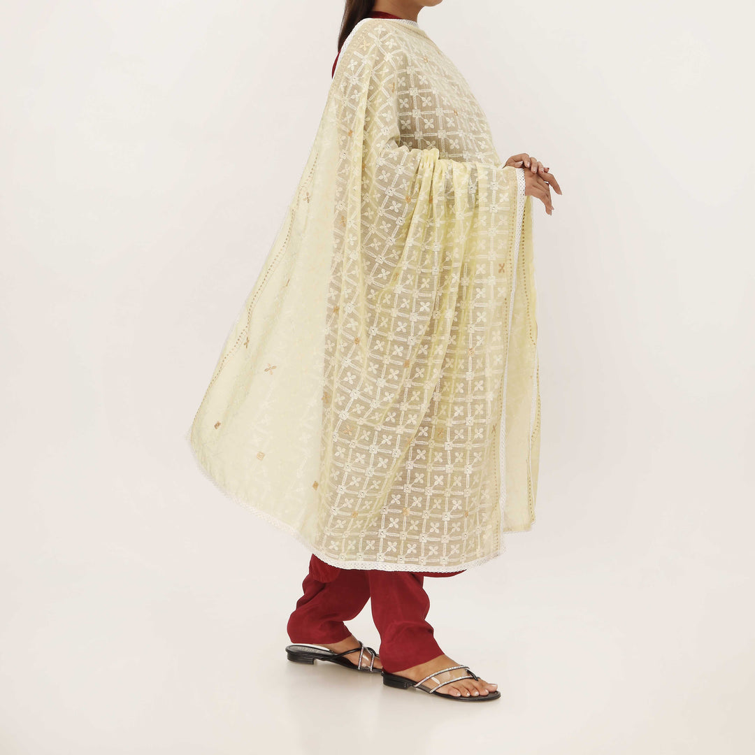 Yellow Embroidered Dupatta PD5426