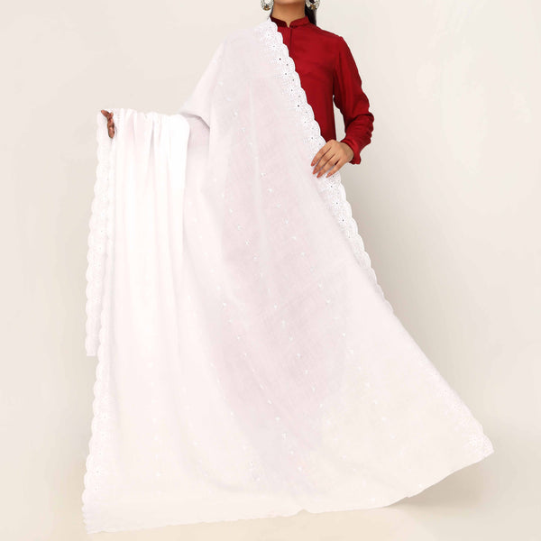 White Embroidered Dupatta PD5431