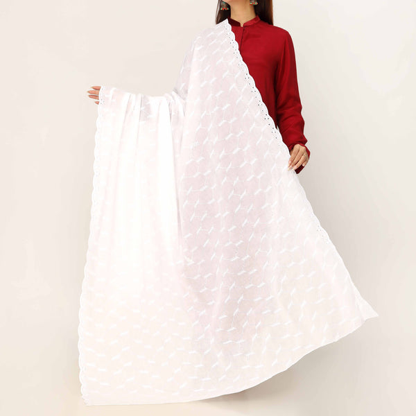 White Embroidered Dupatta PD5432