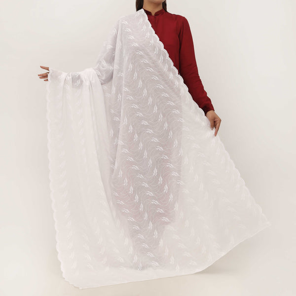 White Embroidered Dupatta PD5433