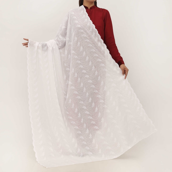 White Embroidered Dupatta PD5433