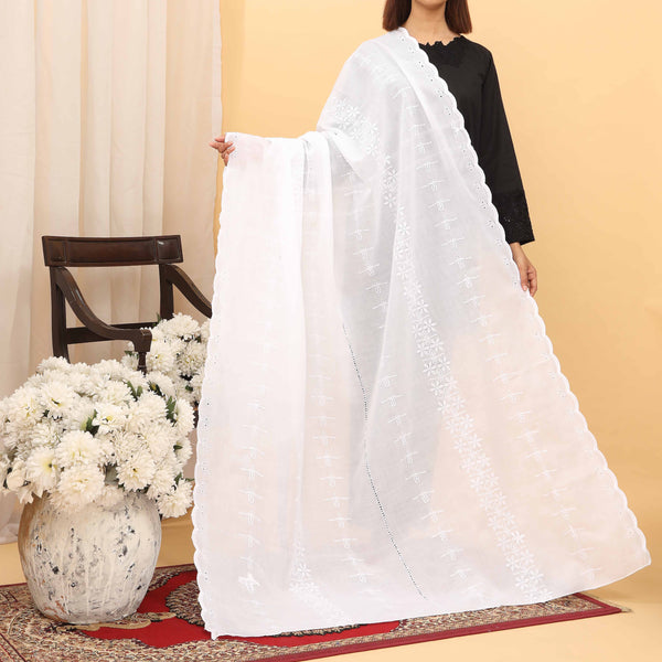 White Embroidered Dupatta PD5440