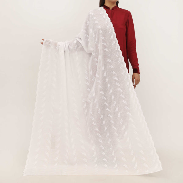 White Embroidered Dupatta PD5453