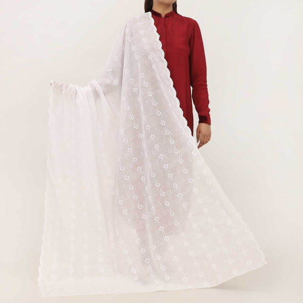 White Embroidered Dupatta PD5462