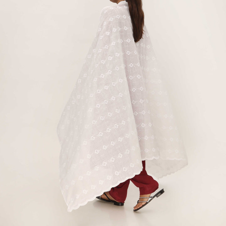 White Embroidered Dupatta PD5463