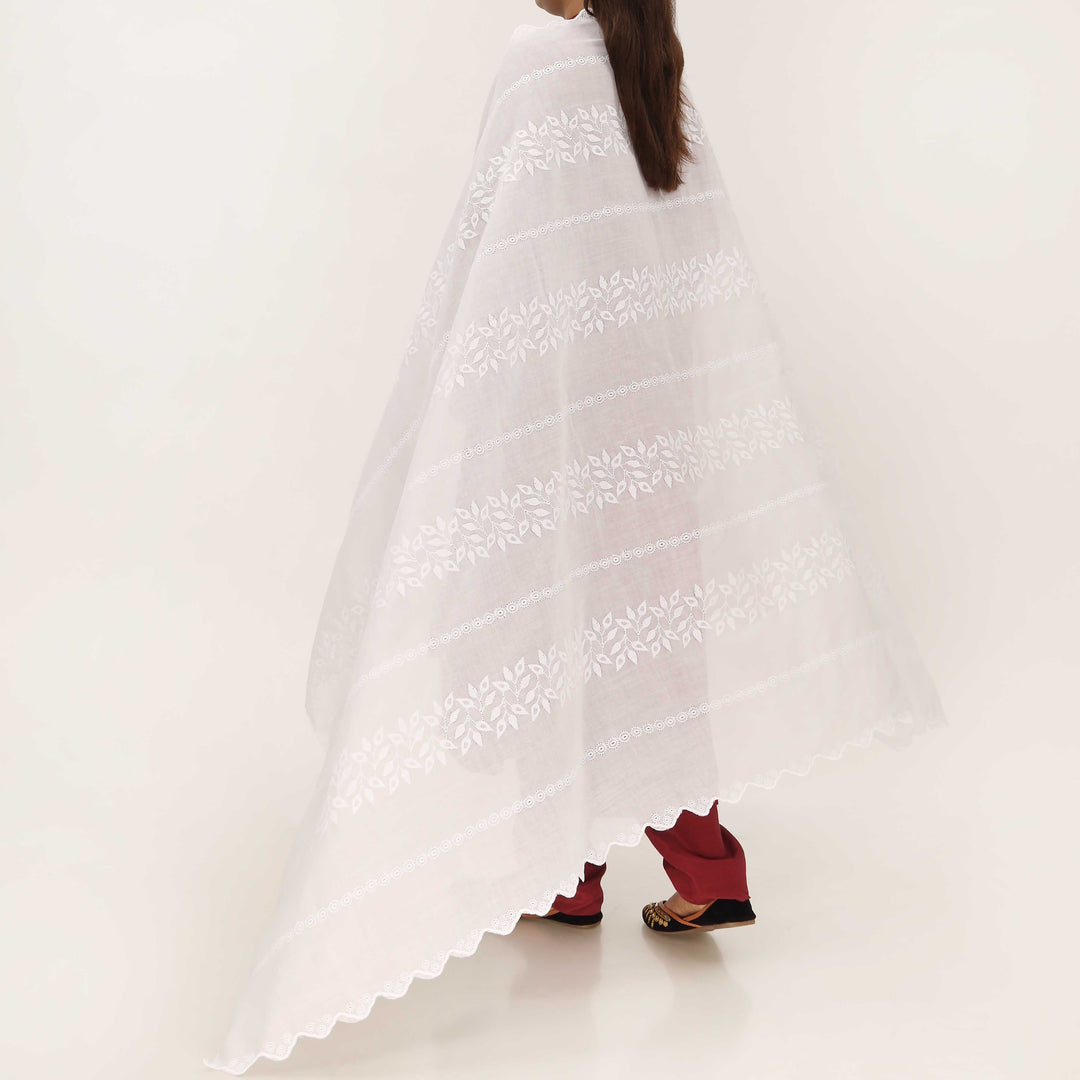 White Embroidered Dupatta PD5471