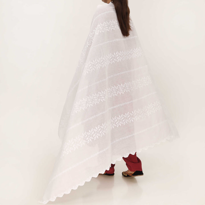White Embroidered Dupatta PD5471