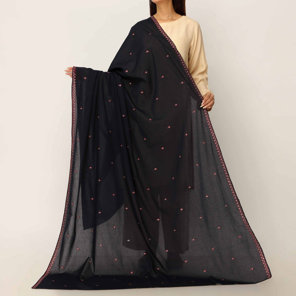 Navy Embroidered Cotton Dupatta PD5479
