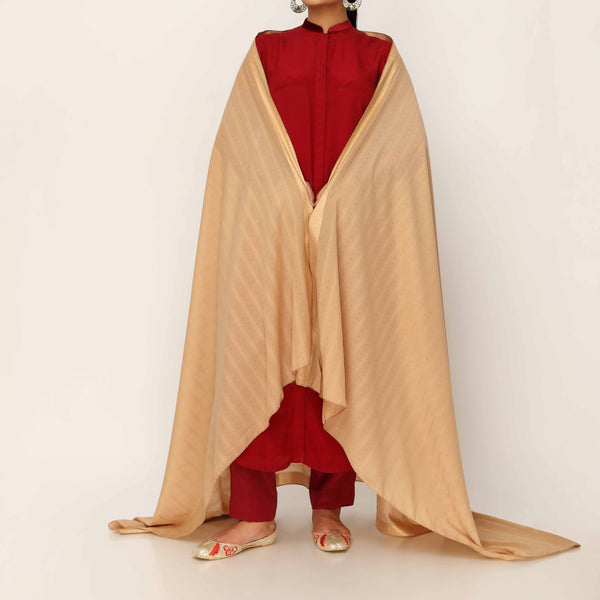 Khaki Embroidered Cotton Dupatta PD5482