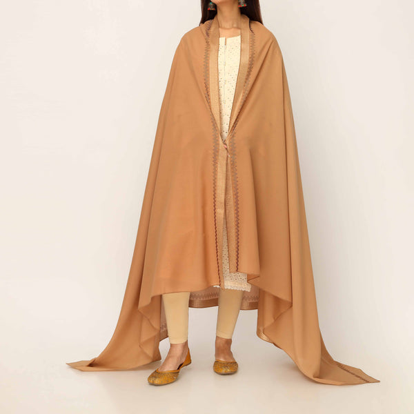 Khaki Embroidered Cotton Dupatta PD5484