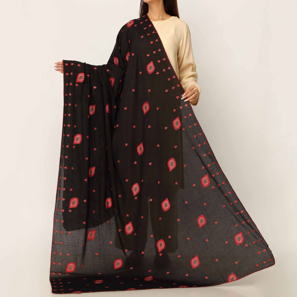 Black Embroidered Cotton Dupatta PD5485
