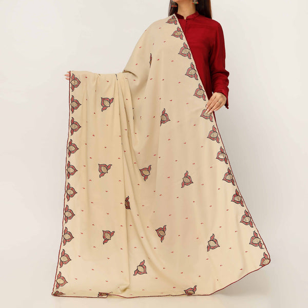 Green Embroidered Cotton Dupatta PD5485