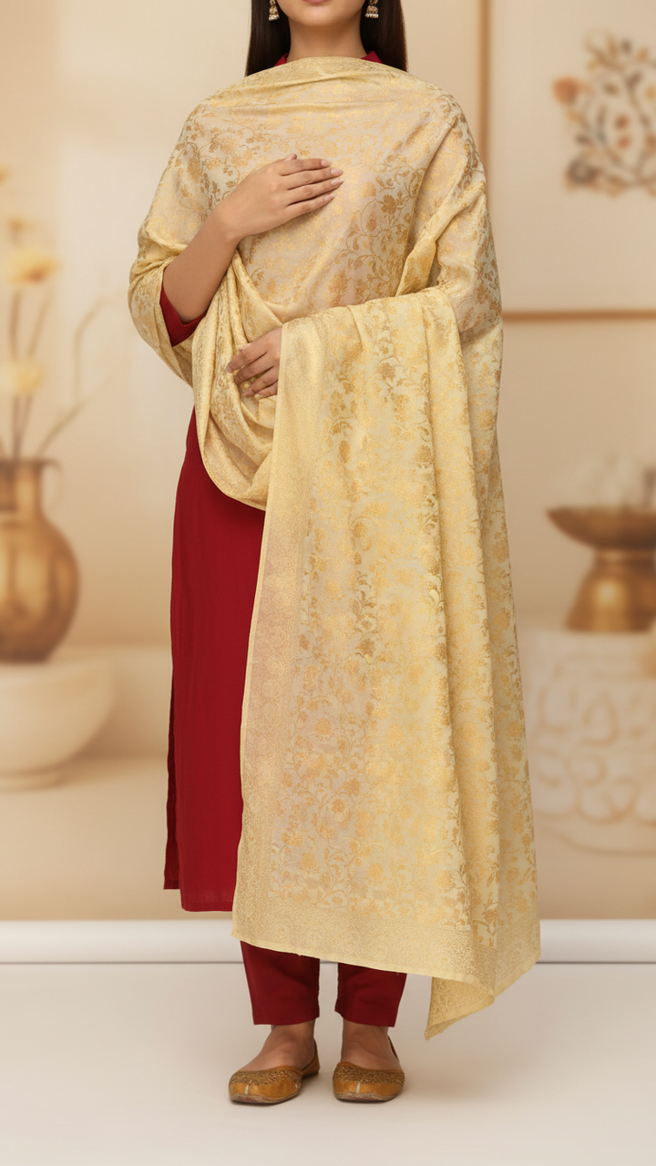 Yellow Plain Chiffon Dupatta PD5501