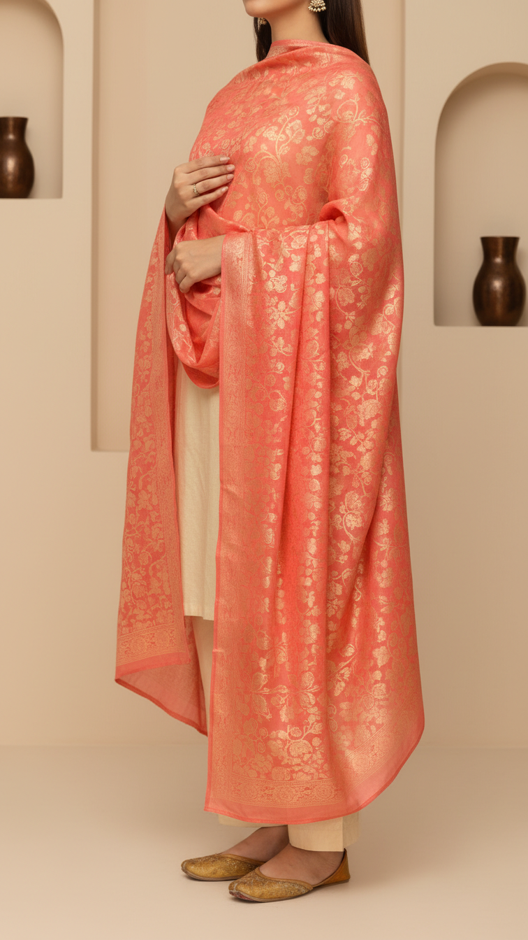 Red Plain Chiffon Dupatta PD5502