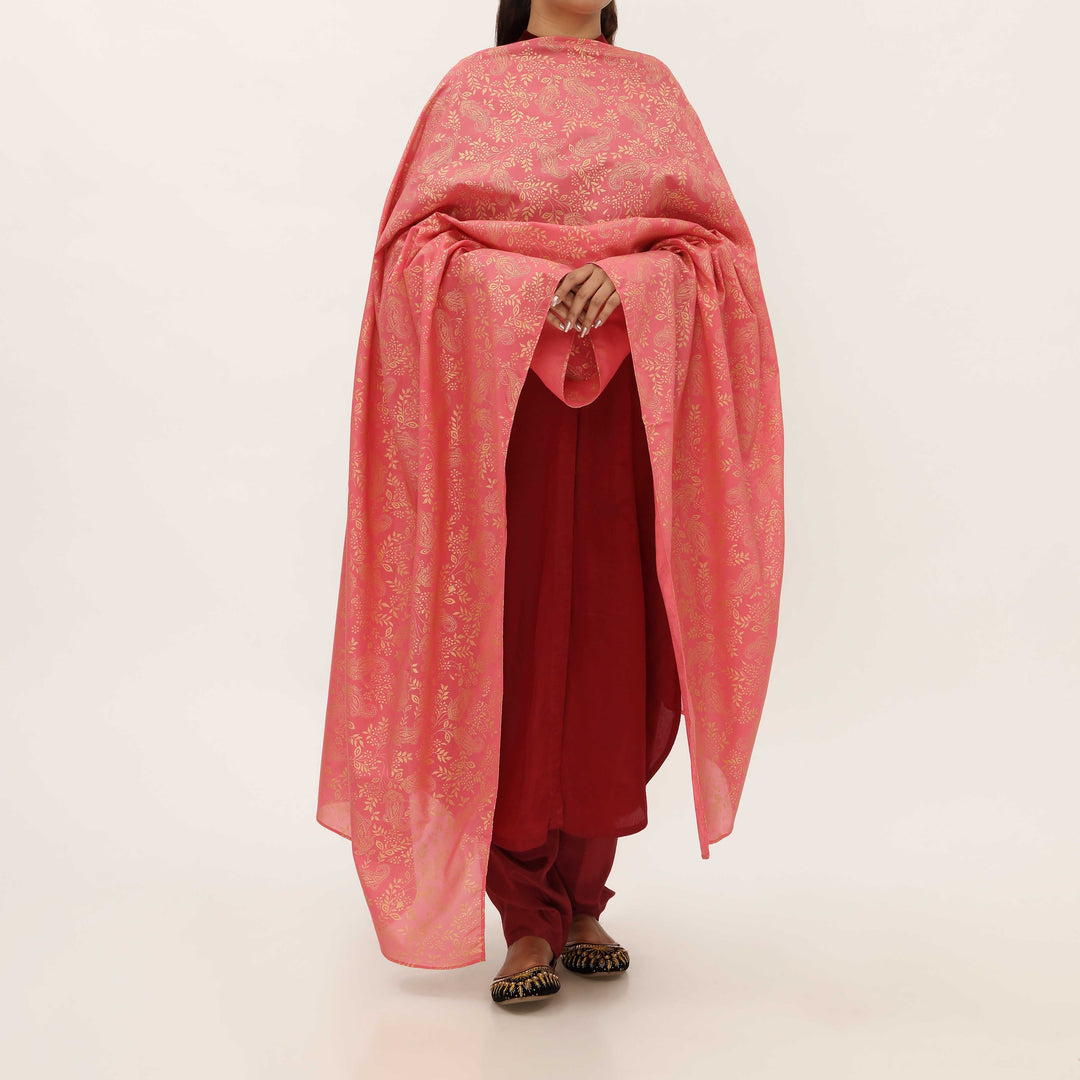 Red Cotton Silk Duppata PD5505