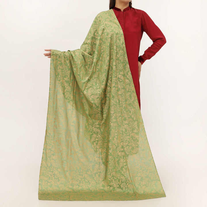 Green Cotton Silk Duppata PD5508