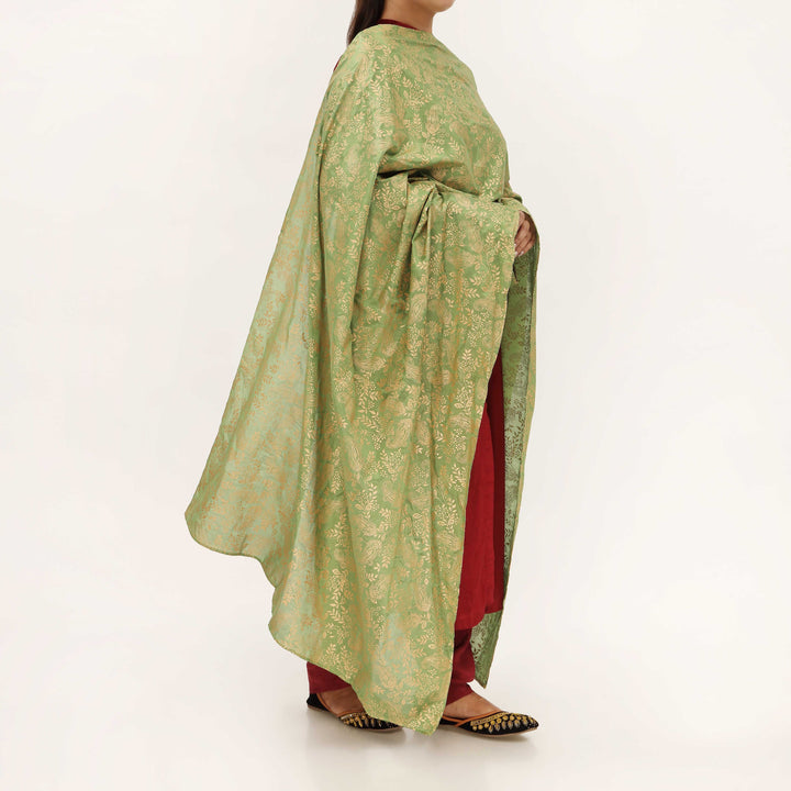 Green Cotton Silk Duppata PD5508