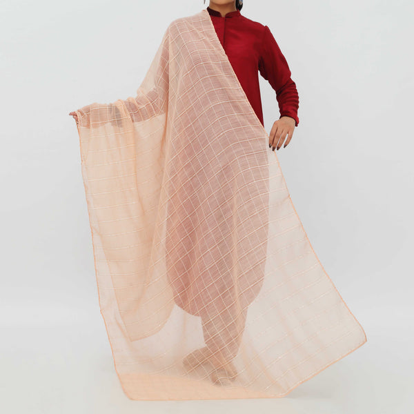 Peach Monark Poly Cotton Checker Duppata PD5540