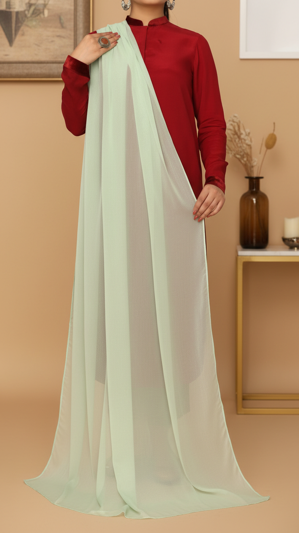 Green Raw Silk Dupatta PD5573