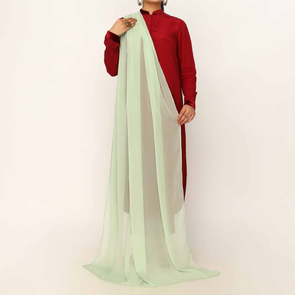 Green Raw Silk Dupatta PD5573