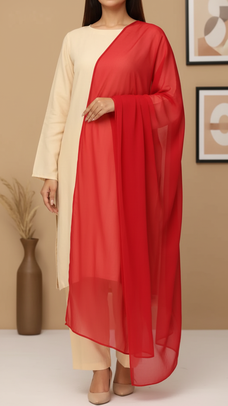 Maroon Raw Silk Dupatta PD5575