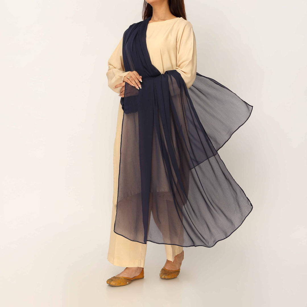Navy Raw Silk Dupatta PD5576