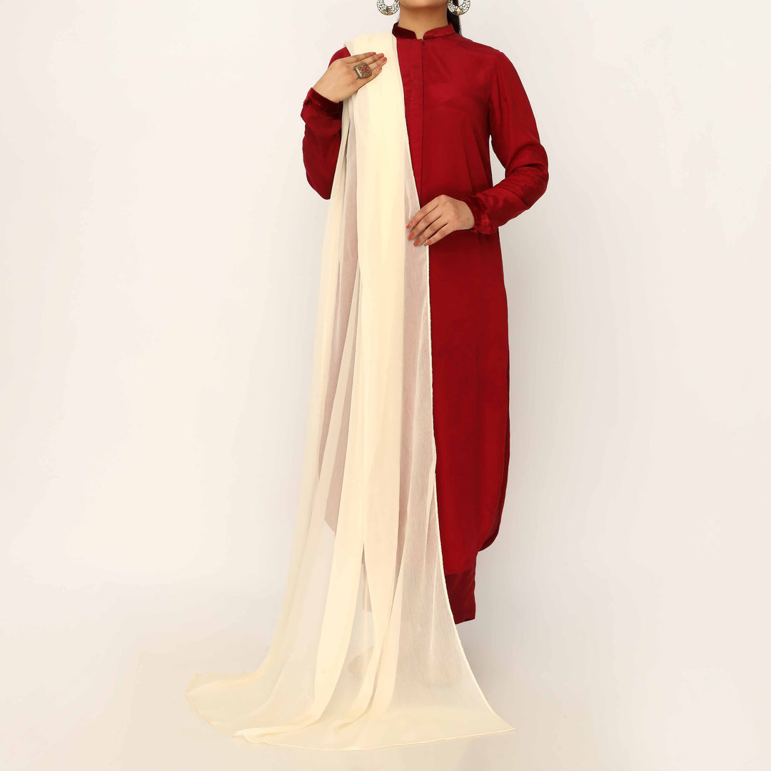 Cream Raw Silk Dupatta PD5577