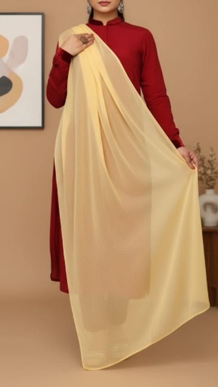 Yellow Raw Silk Dupatta PD5579