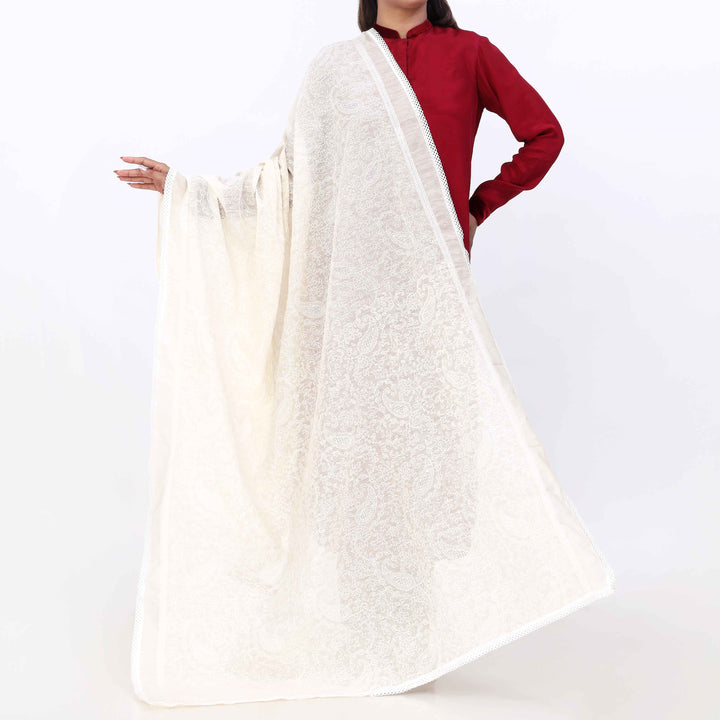 Fawn Monar Slub Embroiderd Duppata PD5601