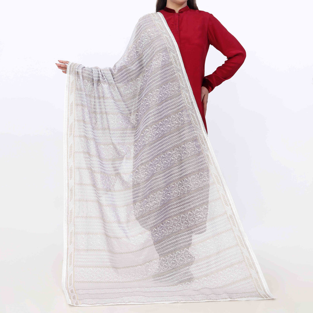 Grey Monar Slub Embroiderd Duppata PD5602