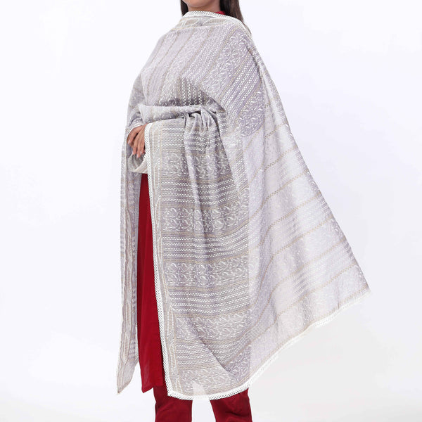 Grey Monar Slub Embroiderd Duppata PD5602