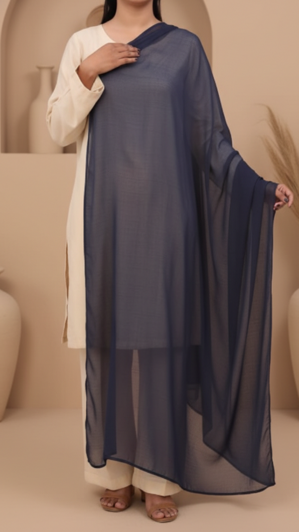 Navy Plain Chiffon Duppata PD5617