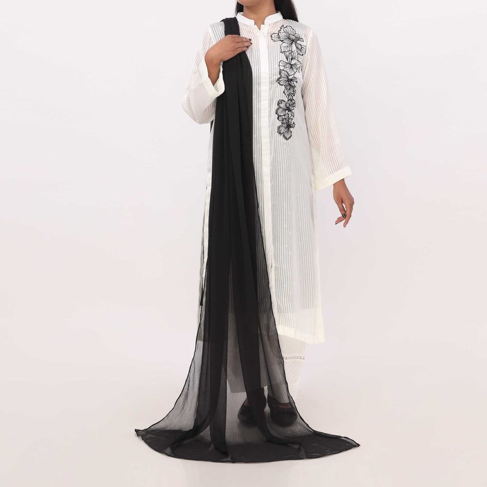 Black Plain Chiffon Duppata PD5617
