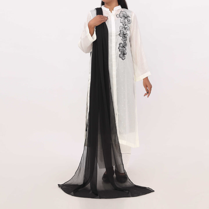 Black Plain Chiffon Duppata PD5617