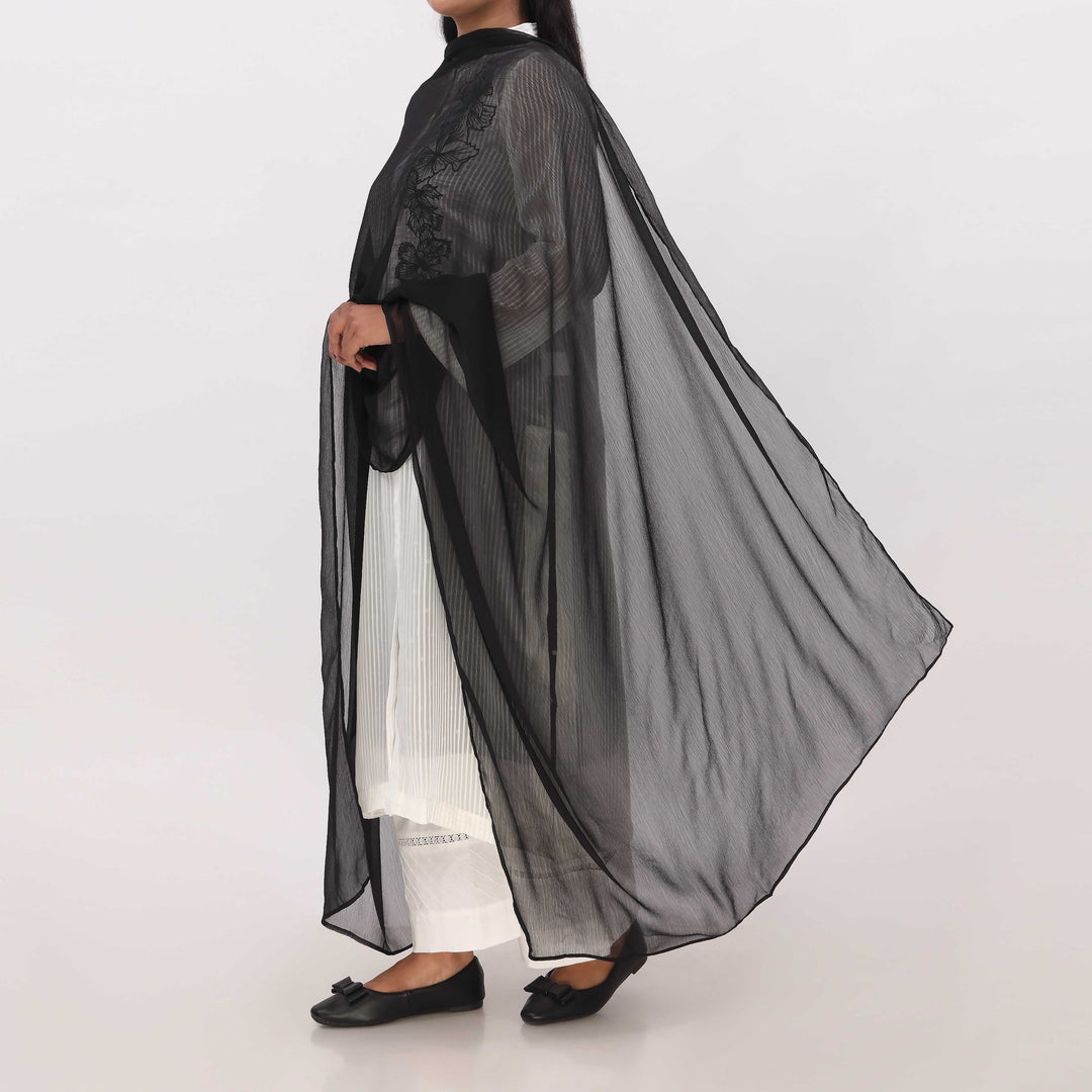 Black Plain Chiffon Duppata PD5617