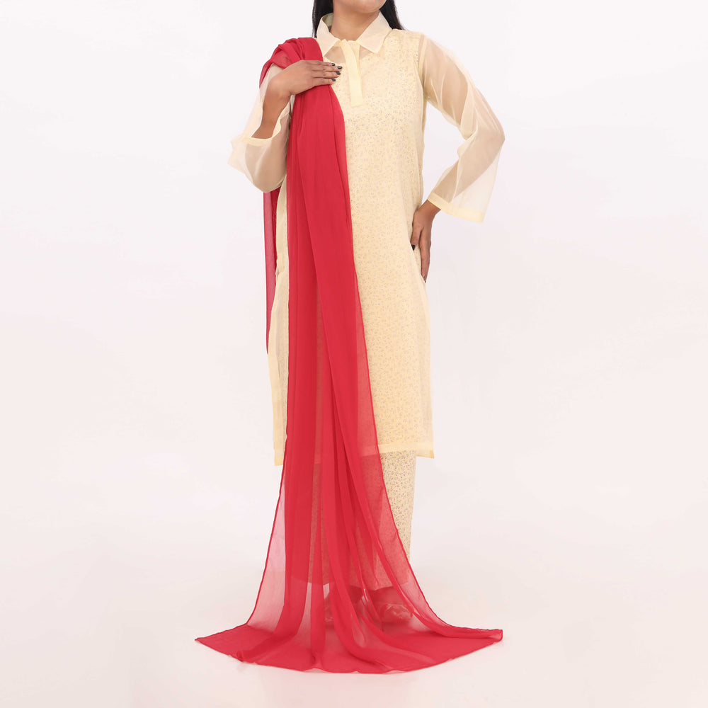 Maroon Plain Chiffon Duppata PD5617