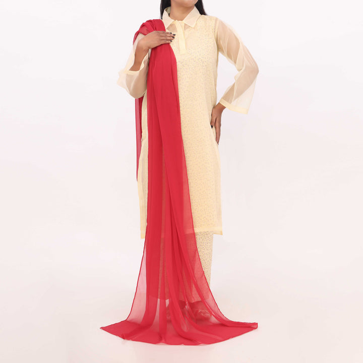 Maroon Plain Chiffon Duppata PD5617