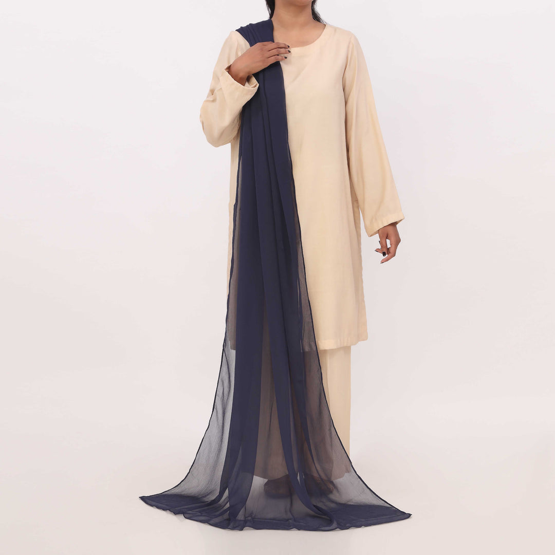 Navy Plain Chiffon Duppata PD5617