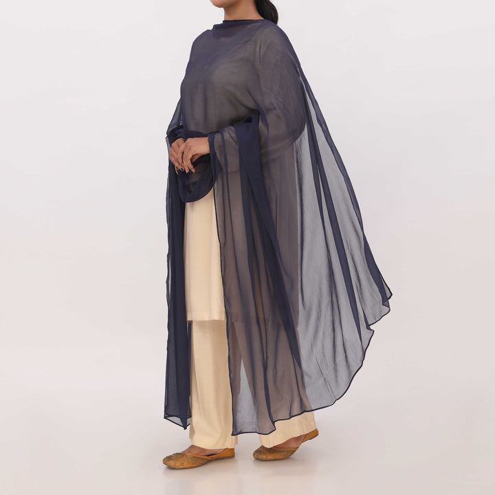 Navy Plain Chiffon Duppata PD5617