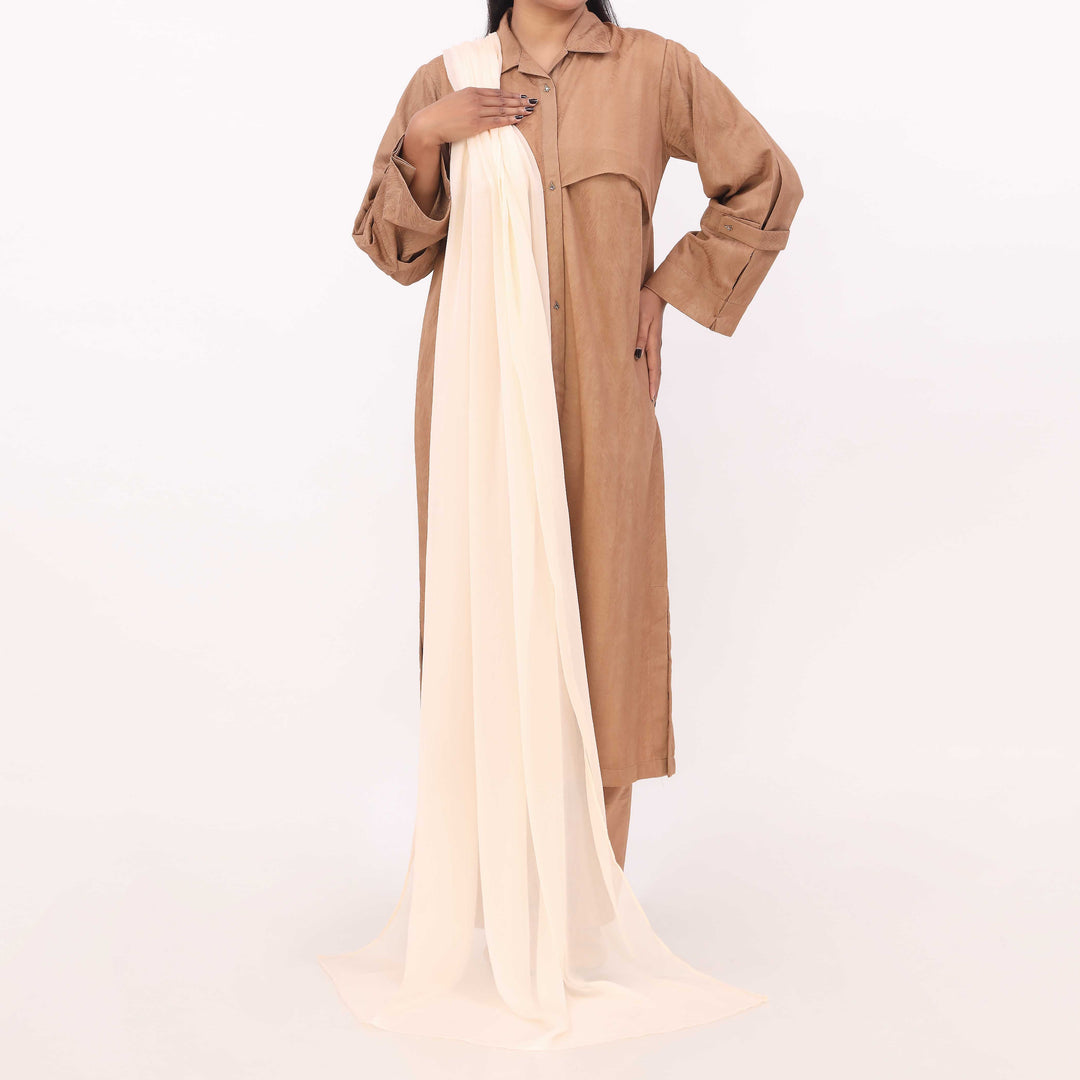 Beige Plain Chiffon Duppata PD5617
