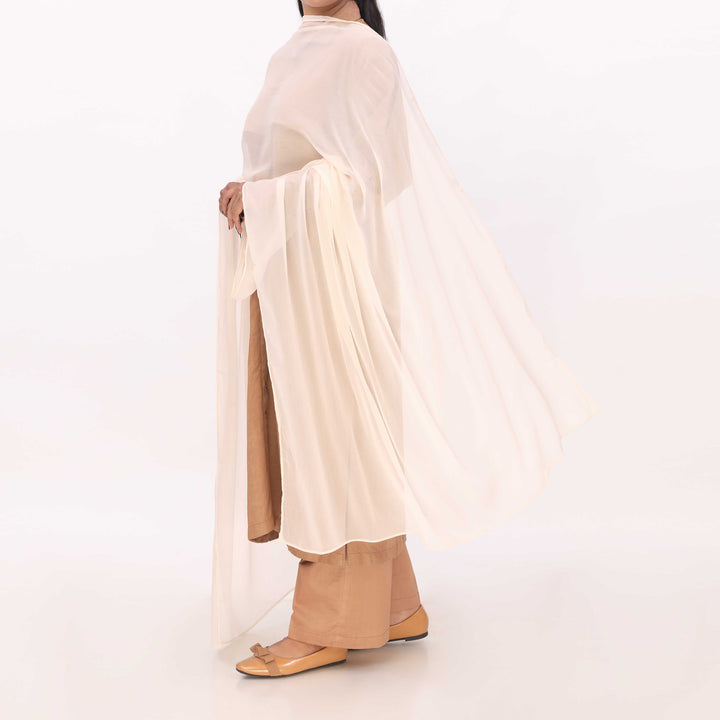 Beige Plain Chiffon Duppata PD5617