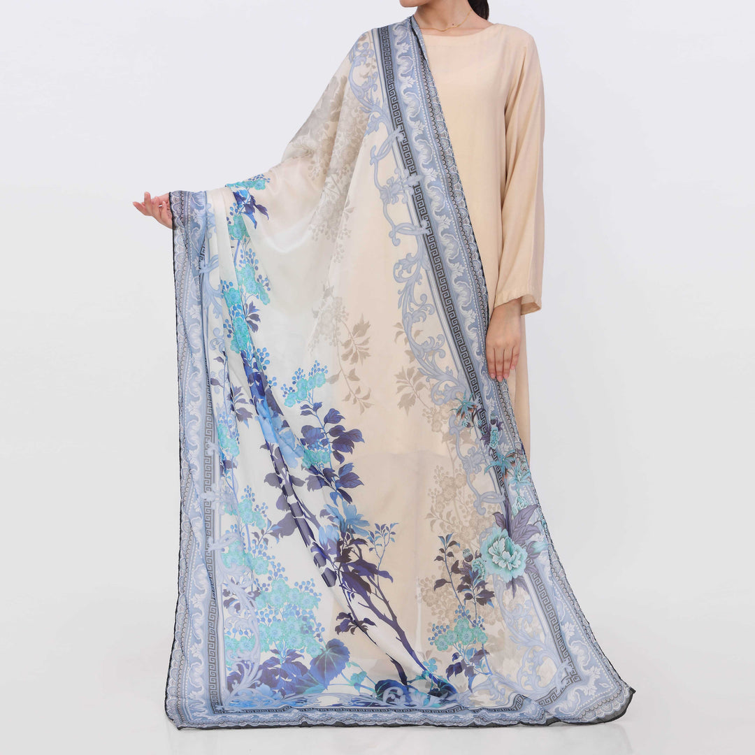 Blue Digital Printed Apple Silk Duppata PD5618