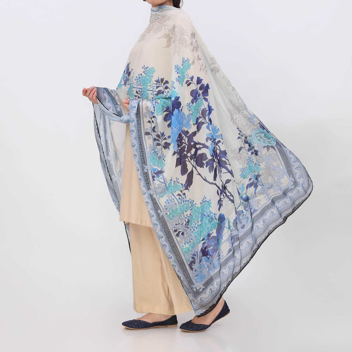 Blue Digital Printed Apple Silk Duppata PD5618