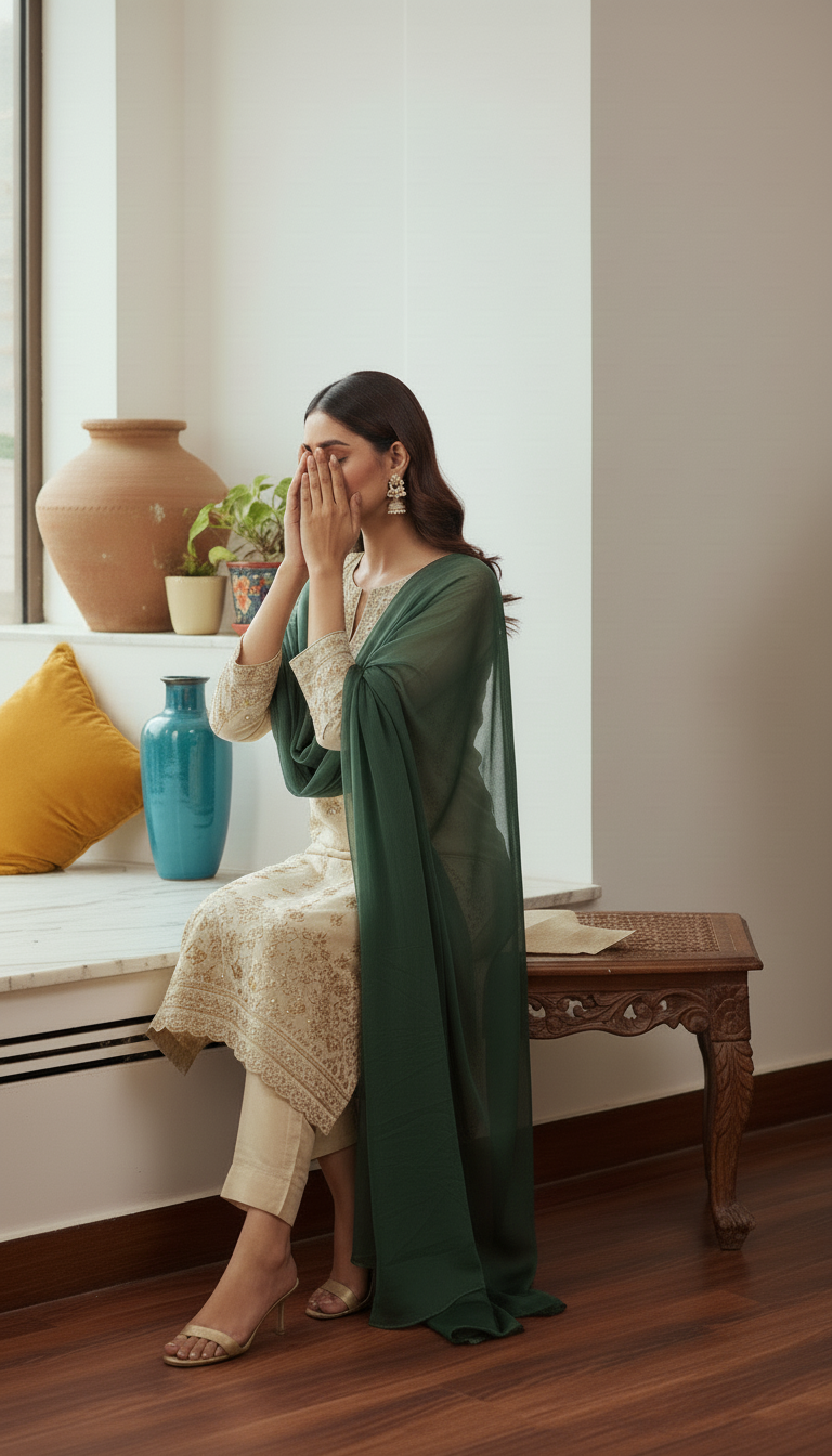 Green Plain Chiffon Dupatta PD6004