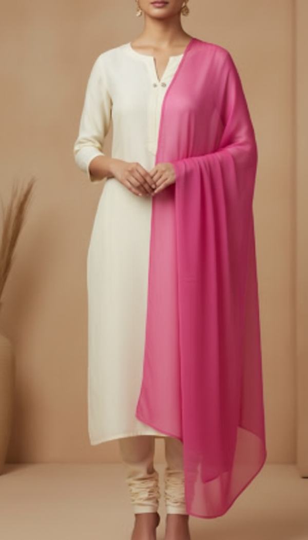 Pink Plain Chiffon Dupatta PD6007