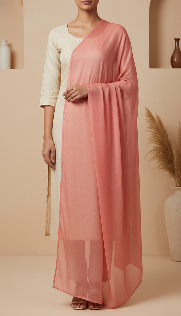 Red Plain Chiffon Dupatta PD6008