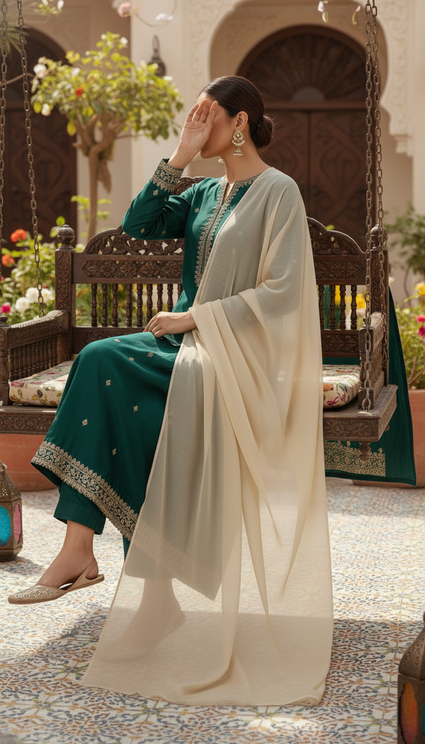 Beige Plain Chiffon Dupatta PD6009