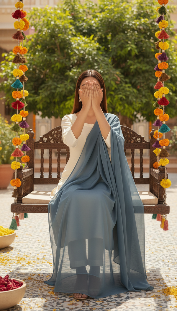 Blue Plain Chiffon Dupatta PD6014