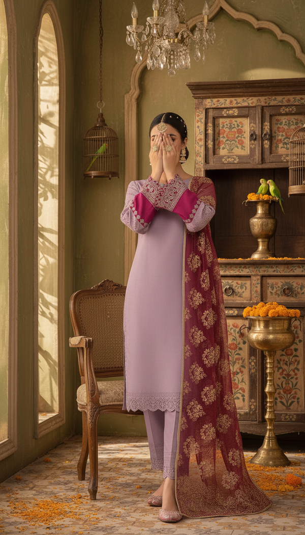 Maroon Screen Printed Chiffon Dupatta PD601605