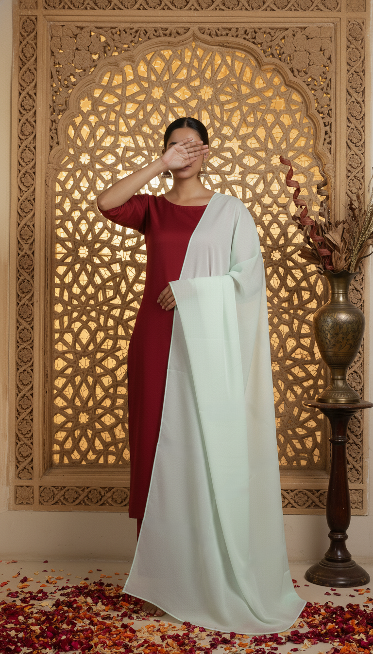 Green Dyed Organza Dupatta PD602611